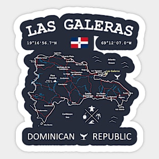 Las Galeras Dominican Republic Flag Travel Map Coordinates GPS Sticker